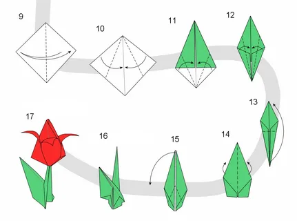 Тюльпан орігамі схема 
