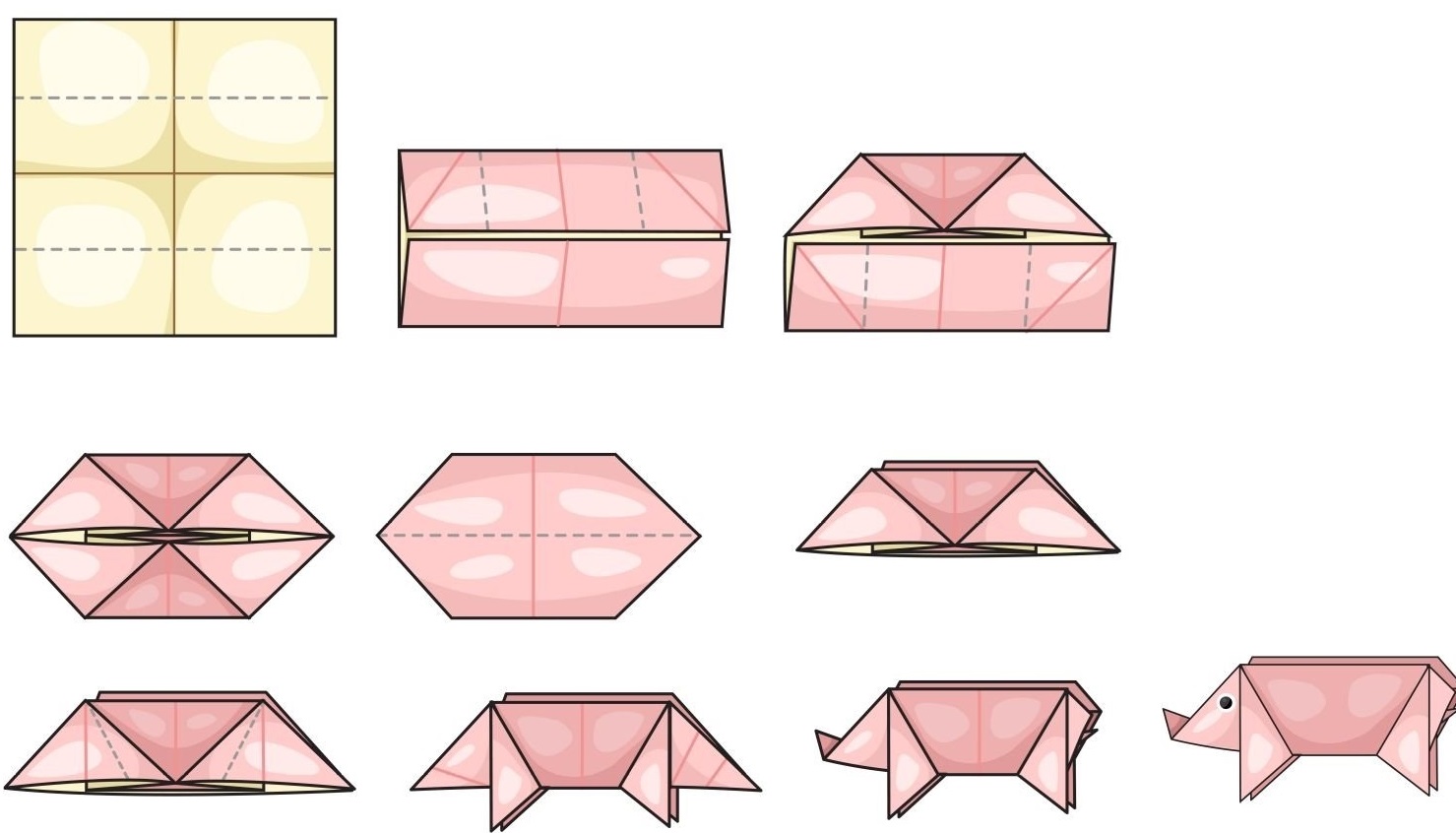Орігамі свинка схема