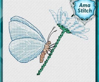 схема для вишивки хрестиком метелик на ромашці
