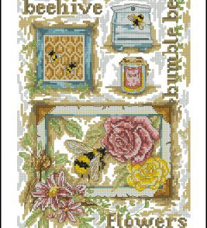 схема для вишивки хрестиком семплера бджоли та мед Anchor Fleur-de-LisEPX160 Honey Bees