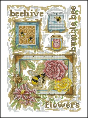 схема для вишивки хрестиком семплера бджоли та мед Anchor Fleur-de-LisEPX160 Honey Bees