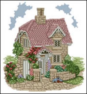 безкоштовна схема для вишивки хрестиком будиночку Anchor LL07 Railway cottage