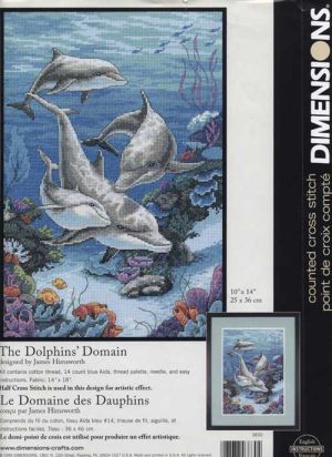 схема для вишивки хрестиком сім'я дельфінів Dimensions 03830 The Dolphins Domain