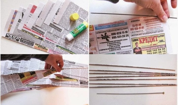 Як зробити трубочки з газет для плетіння?