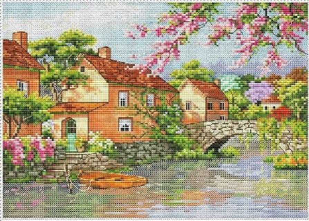 Схема для вишивки хрестиком Біля річки