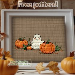Схема для вишивки хрестиком Гарбузики на Хелловін