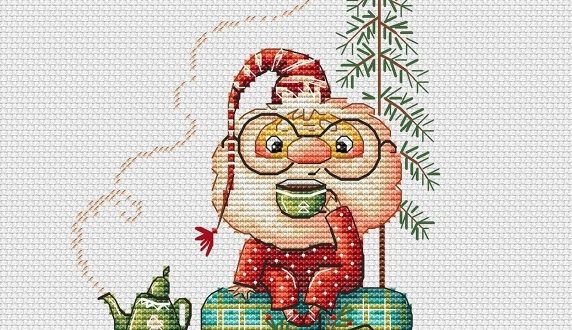 Схема для вишивки хрестиком кумедного гнома - Ранок нового року