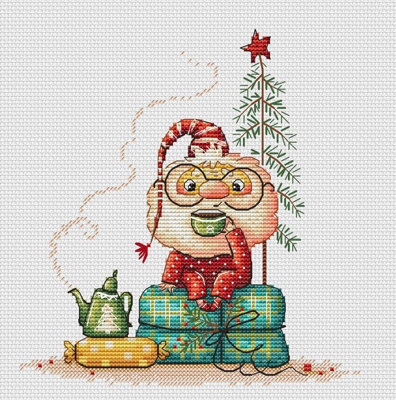 Схема для вишивки хрестиком кумедного гнома - Ранок нового року